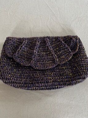 Mar Y Sol Purple Woven Clutch Raffia